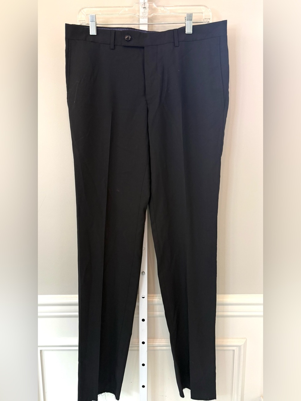 Ted Baker 100% Wool Dress Pants Raw Hem Black Tailored Trousers Men’s - Picture 1 of 10